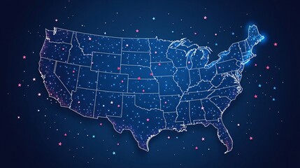 Digital map of the United States 