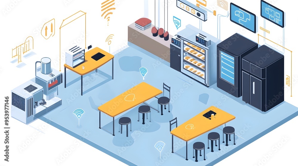 Poster intelligent iot enabled temperature control systems for commercial optimizing cafe and restaurant ef