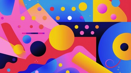 Obraz premium A vibrant abstract composition featuring geometric shapes and bold colors, creating a dynamic visual experience.