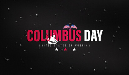 A visual representation of Columbus Day set against a black backdrop with a prominent star design