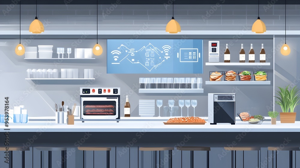 Poster graphic depicting iot connected temperature control systems for efficient and automated food storage