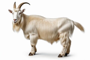 Fototapeta premium goat with long horns standing on white surface with no head 