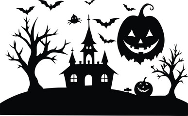 halloween background with pumpkin and bats