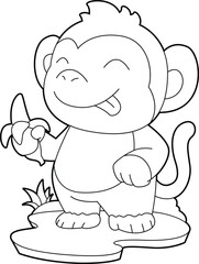 Monkey Banana Animal Vector Graphic Art Illustration