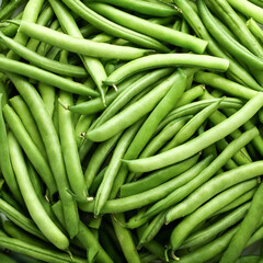 Close up Lots of green beans. green beans fresh vegetable background concept.