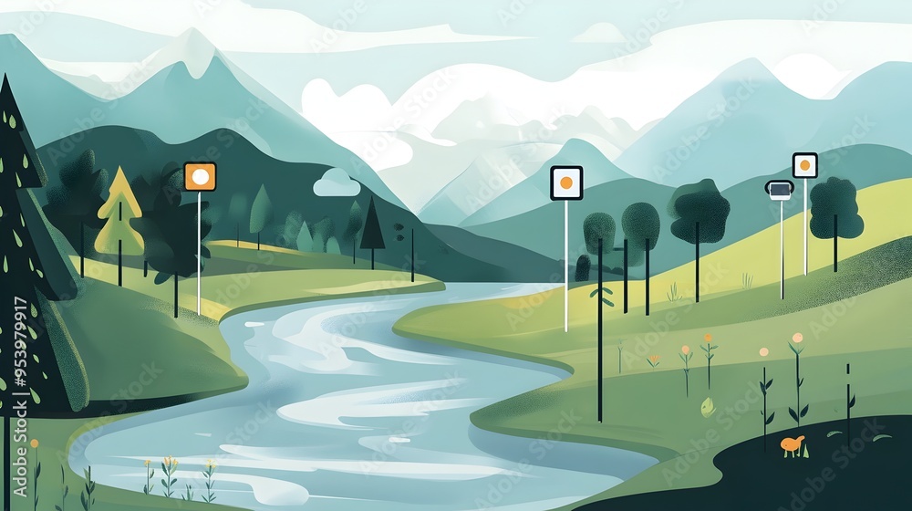 Poster of an iot enabled flood sensor system that monitors water levels in rivers and streams to provide re