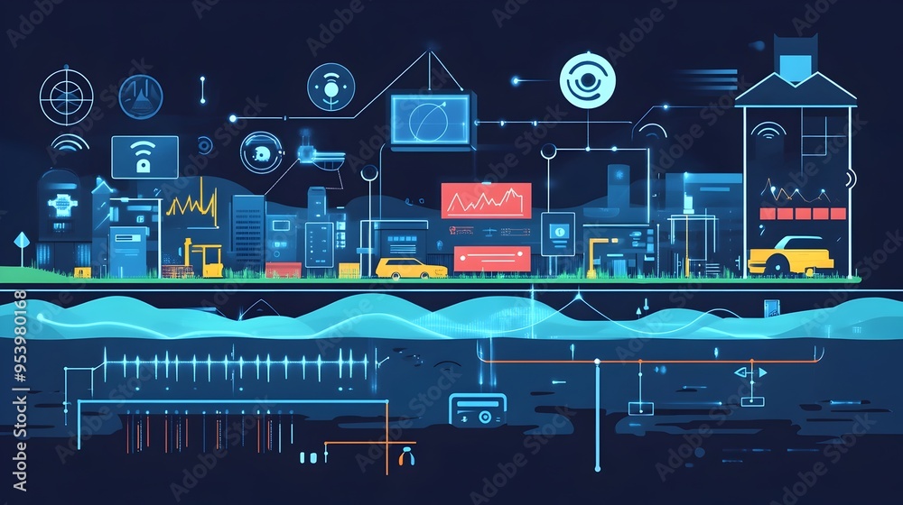 Poster iot powered real time flood monitoring dashboards for emergency services cutting edge data visualiza