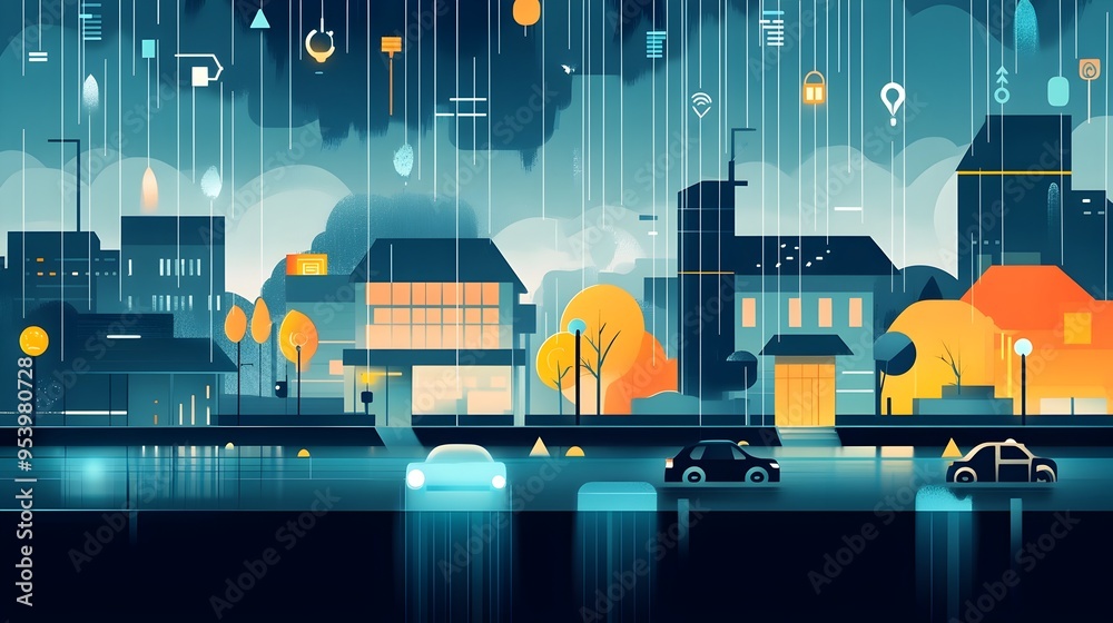 Poster cutting edge iot based smart sensors seamlessly detecting and analyzing heavy rainfall data to alert