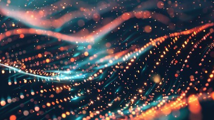 Obraz premium Abstract background of glowing particle wave.