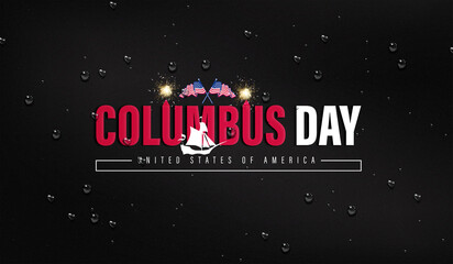Artistic depiction of Columbus Day with a striking black background and a central star element
