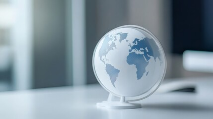A paper globe with embossed continents symbolizing global reach, interconnectedness, growth, and opportunity. The simple design highlights the importance of international business and strategic planni