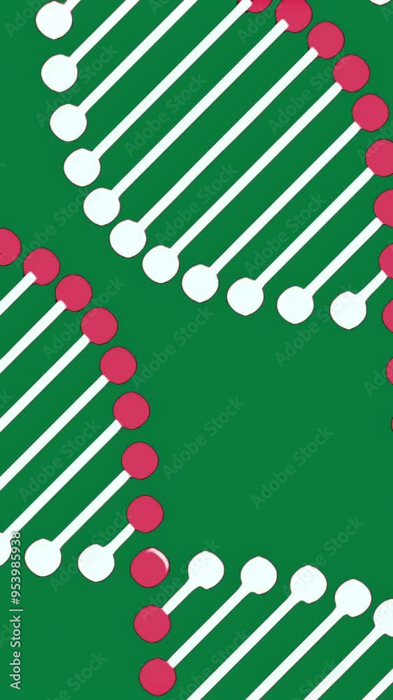 Poster purple and green background with dna scheme. design. a bright background with dna molecules that rot
