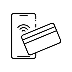 Cashless mobile payment icon vector. NFC payment linear icon