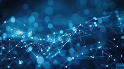 Abstract Blue Network with Bokeh Lights