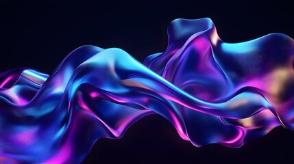 Obraz premium Abstract fluid 3D rendering in the style of surreal organic shapes, dark background, colorful gradients, and flowing forms