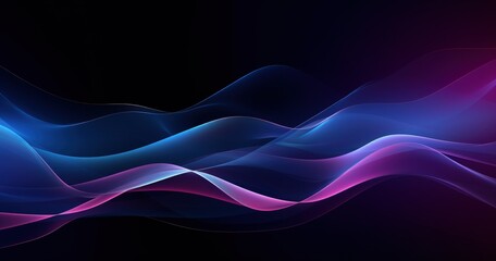 Obraz premium A vibrant abstract design featuring flowing waves in shades of blue and pink against a dark background.
