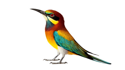 Obraz premium shot of a foreign, Colorful Kingfisher Standing, Beautiful Bee-Eater Bird, Colorful Merops Apiaster Perched, Wildlife Portrait, Brightly Colored, on a transparent backgrounds