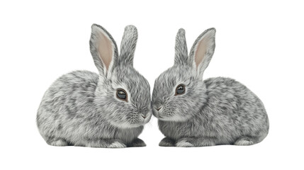 Obraz premium A pair of elegant rabbits, Cute Baby Bunny, Gray Rabbit, Fluffy Easter Bunny, Small Furry Rabbit, Young Brown Hare, Cute Fluffy Rabbit, Cute Fluffy Rabbit, on a transparent backgrounds