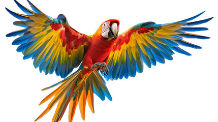Obraz premium Colorful Macaw Parrot Illustration, Parrots in the Jungle, Isolated Blue and Yellow Parrot, Vivid Ara Parrot, Nature's Palette Green and Yellow Parrot, on a transparent backgrounds