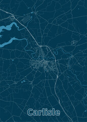 Carlisle, United Kingdom artistic blueprint map poster