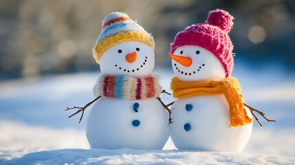 Fototapeta premium snowman on the snow