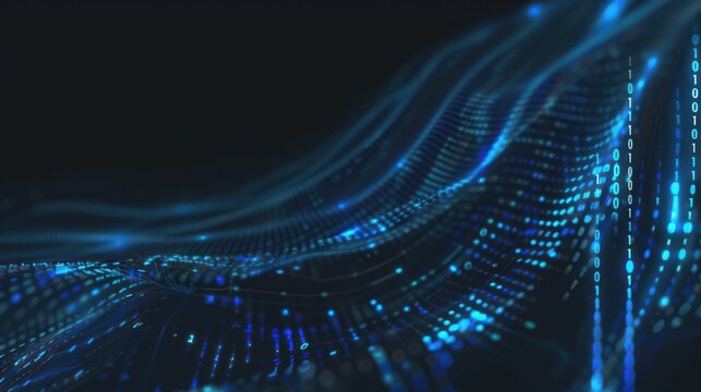 Abstract Digital Wave with Binary Code