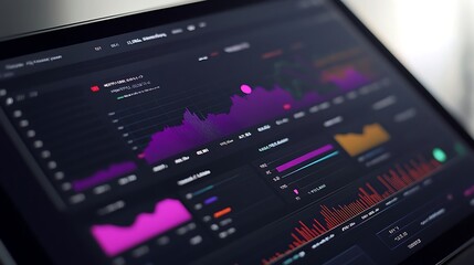 Obraz premium Close-up of a Laptop Screen Displaying Financial Data and Charts