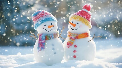 Fototapeta premium snowman on the snow