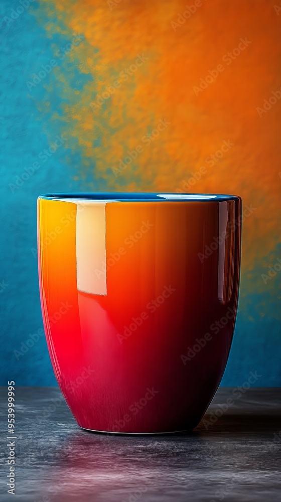 Poster A colorful cup with a blue background