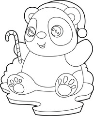 Panda Christmas Candy cane Animal Vector Graphic Art Illustration