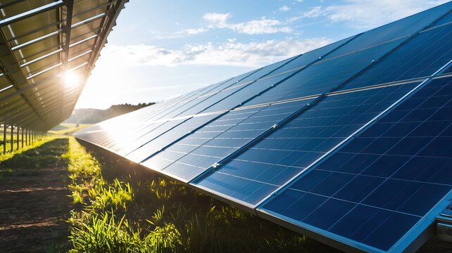 Solarpanels Auf Der Wiese Mit Sonnenschein