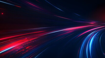 Abstract background with blurred speed lines in blue and red colors, a technology-themed concept