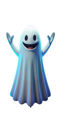 Fototapeta premium Cute cartoon 3d funny ghost. Halloween holiday concept.