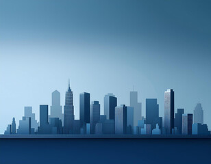 Obraz premium The empire state building standing tall in a blue toned new york city skyline emerging from a foggy background