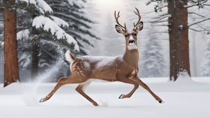 Fototapeta premium Deer are dancing in the snow.