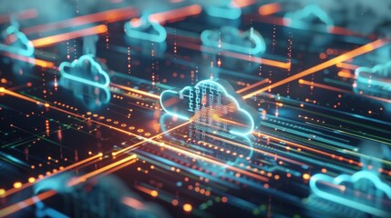 Glowing Data Streams in a High-Tech Server Room