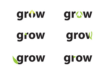 grow green eco finance simple flat logo design