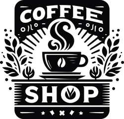 Monochrome Cosmonaut Coffee Shop Logo Set For Emblems, Badges And Levels Vector Illustration