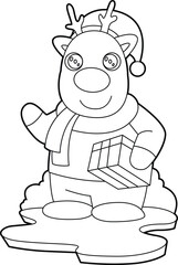 Reindeer Christmas Package Animal Vector Graphic Art Illustration