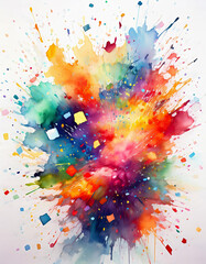 Explore a vibrant watercolor explosion bursting with color and energy, creating a dynamic abstract background full of texture and flair