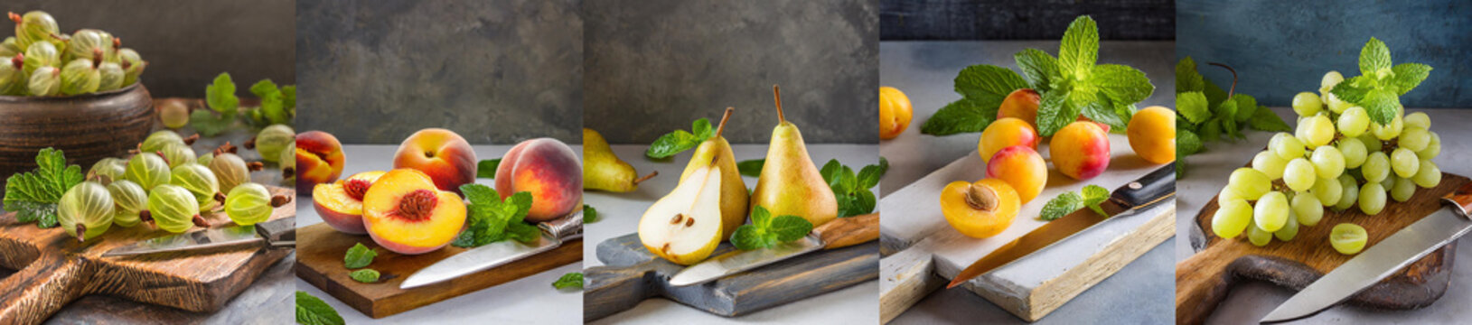 Frisches Obst auf Schneidebrettern