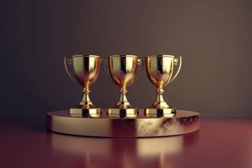 Three gold winner cups
