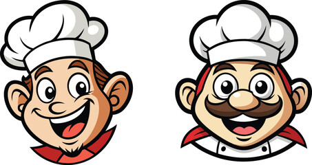 Funny Chef head vector line art illustration