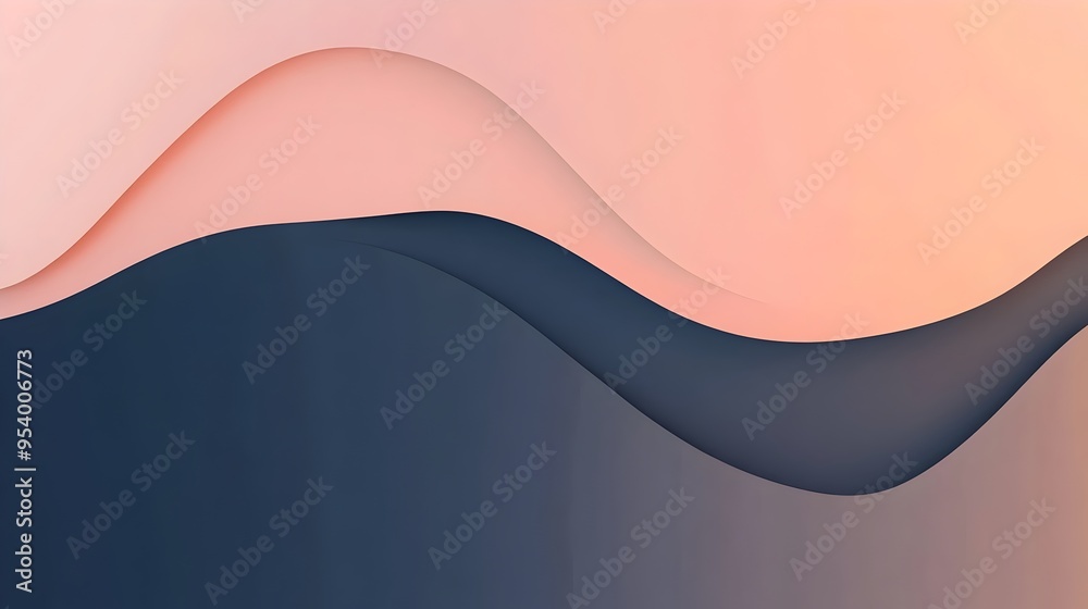Poster elegant and minimalist gradient background with smooth transitions between navy and peach shades pro