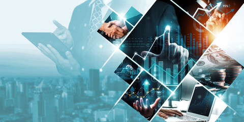 Futuristic business digital financial data technology concept for future big data analytic and...