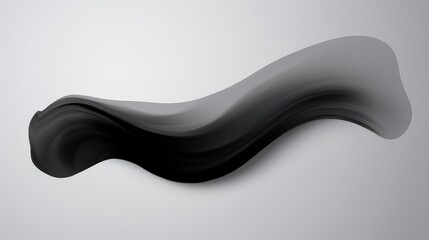 A smooth, flowing abstract shape in shades of black and gray isolated on white background, suggesting elegance and movement.