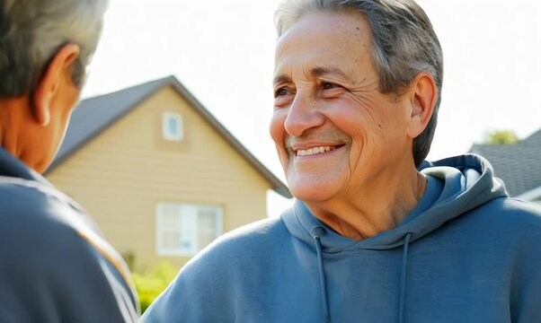 Ukrainian Man Assisting Neighbor with Groceries