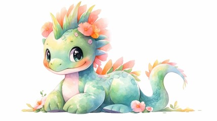 Fototapeta premium A colorful dragon with a pink body