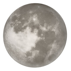 A large grey moon isolated on white transparent background