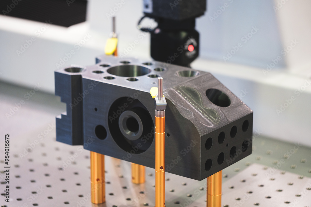 Aufkleber a machine is drilling a hole into a piece of metal. the machine is a cnc machine, which means it is 